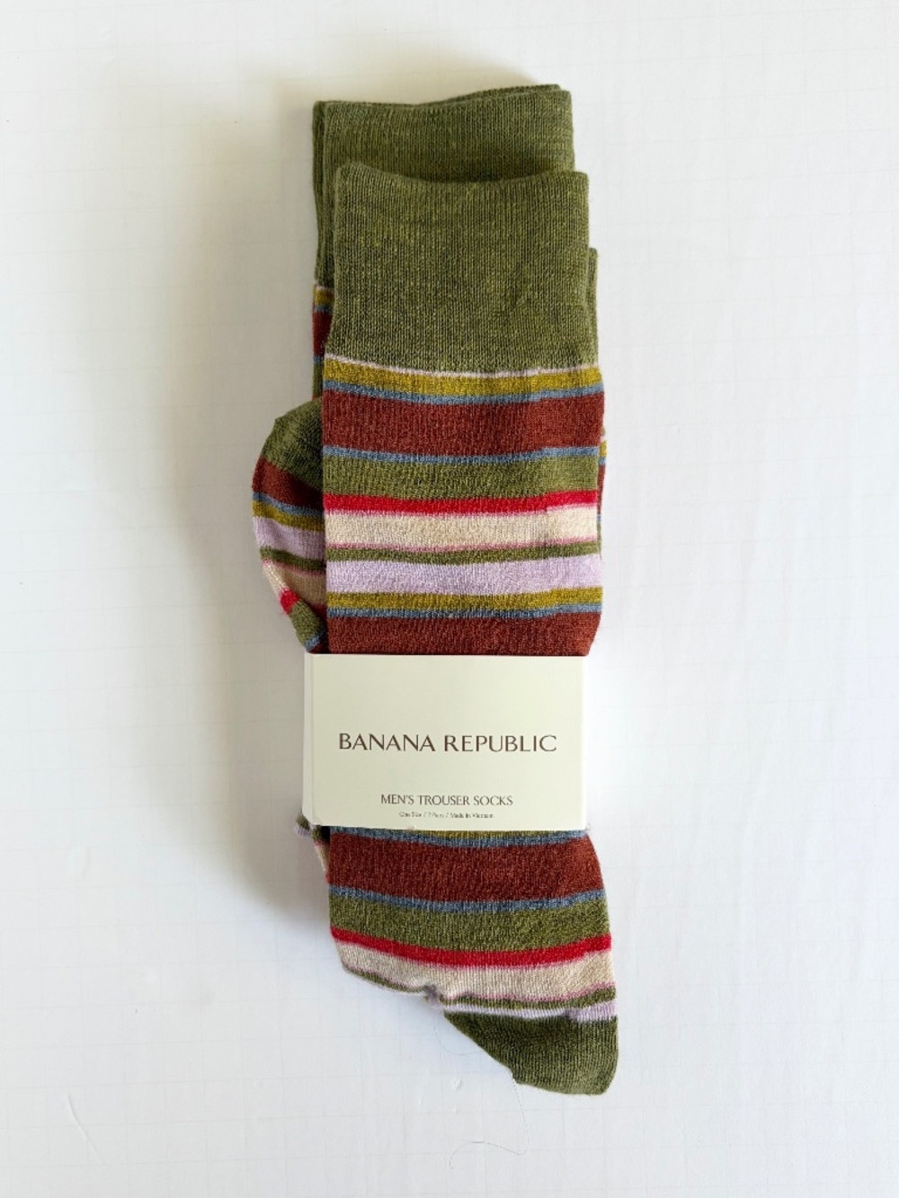 Banana Republic Set of 2 Men's Stripe Trouser Socks Wool Blend One Size NEW